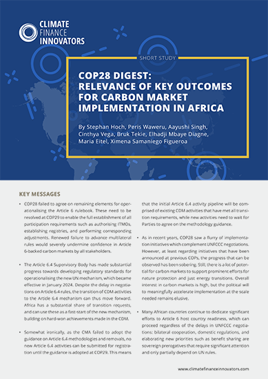 COP28 Digest: Relevance of Key Outcomes for Carbon Market Implementation in Africa
